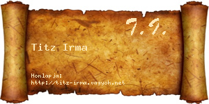 Titz Irma névjegykártya